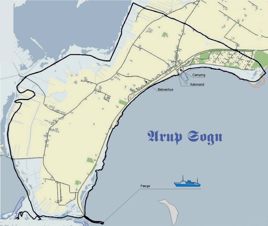 Geografisk afgrænsning af Arup Sogn